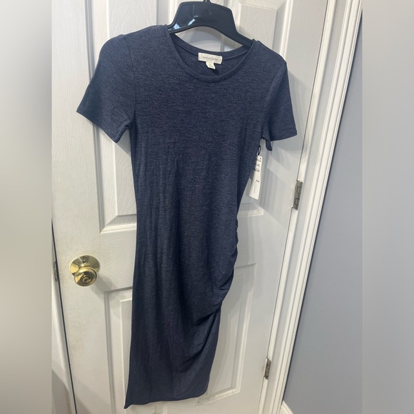 Treasure & Bond Blue T-Shirt Ruched Dress Size Xsmall - Picture 3 of 8